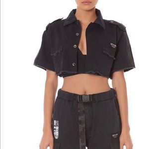 LF CROPPED BOY SCOUT SHIRT WITH TAPE